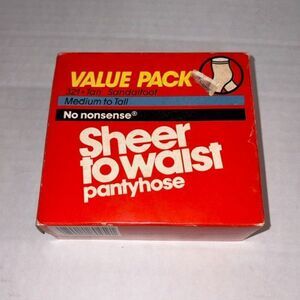 Vintage No Nonsense Pantyhose 3 Pair Pack Sheer Waist Tan Sandalfoot USA NOS
